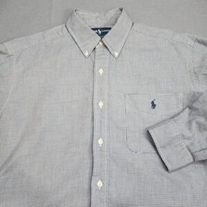 Polo Ralph Lauren Button Down Shirt Blue Gingham Check Long Sleeve Men's Sz XL